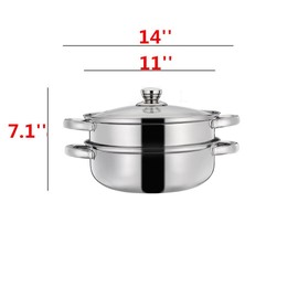 Yamde 2 Piece Stainless Steel Stack and Steam Pot Set - and Lid,Steamer Saucepot double boiler…