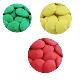 Easter egg color chocolate Coating Melting Wafers Merckens Green melting chocolate & Merckens Red wafers, Merckens Yellow Melting Wafers Chocolate - 1 lb each