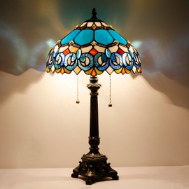 Tiffany Table Lamp Blue Stained Glass Desk Lamp 12X12X21 Inches Jewelry Baroque Style Reading Light