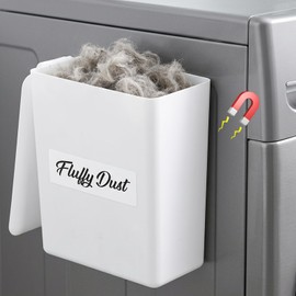 Rainmae Magnetic Laundry Lint Bin with Lid, Dryer Lint Bin, Wall-Mounted Trash Can with Lid Plastic Storage Dryer Lint Holder, Magnetic Lint Bin, Space-Saving Organizer Solution for Laundry, White