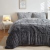 Wajade Plush Shaggy Ombre Grey Comforter Set, 3 Pieces Full/Queen