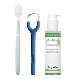Tongueclear Effective Tongue Scraper and Oral Mucosal Cleaner Kit for Adults - Ergonomic Tongue Cleaner Promotes Fresher Breath, Oral Mucosal Cleaner package, Personal Care Essential (Blue)