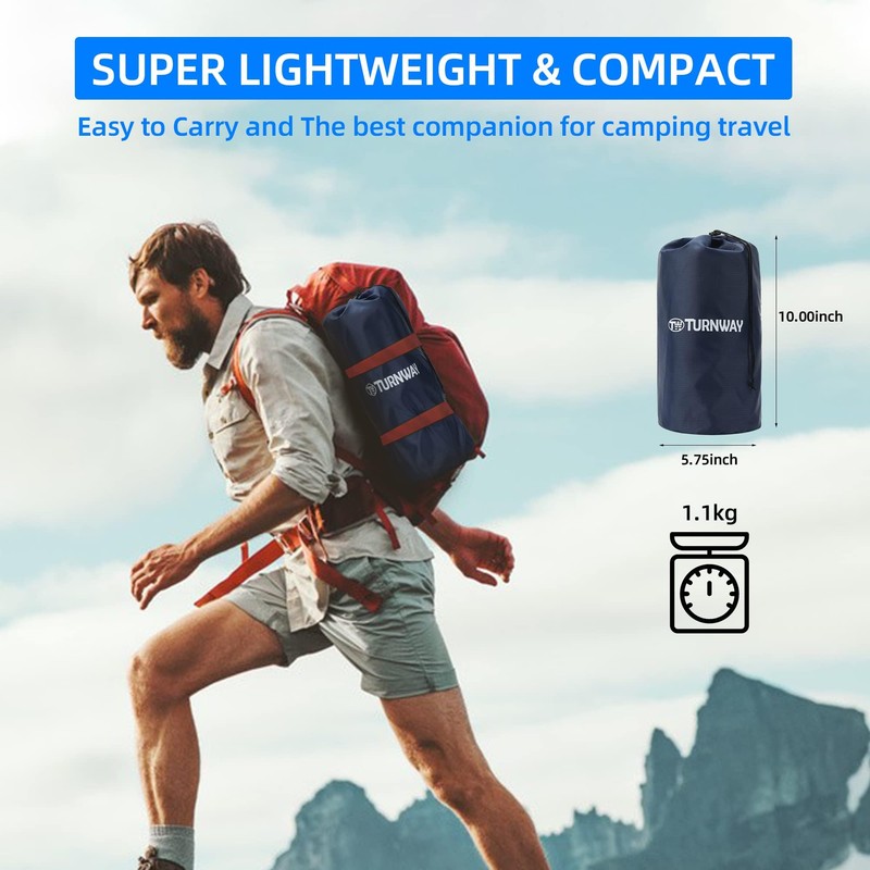 TurnWay Waterproof Lightweight Camping Sleeping Pad Foot Press Inflatable Pad
