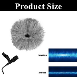 Febbya Lavalier Microphone Windscreen with Fur, 2 Universal Fur Wind Protection for Microphone, Furry Windscreen & Mini Pop Filter for Lapel Microphones, Soft, Sound-Absorbing, 5 x 5 cm, gray
