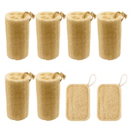 6 Stück Luffa-Bürsten, 2 Stück Quadratische Luffa-Bürsten, Luffa-Bürste, Luffa-Schwamm, Seifen-Luffa, Luffa-Geschirrspülbürste, Haushaltsküchen-Reinigungsschwamm