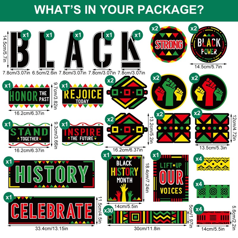 Mooliwe 71 Pcs Black History Month Bulletin Board Decorations African