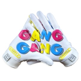 Battle Sports Gang Gang - Guantes de fútbol de receptor ancho - Guantes ultra agarre - Adulto grande, blanco