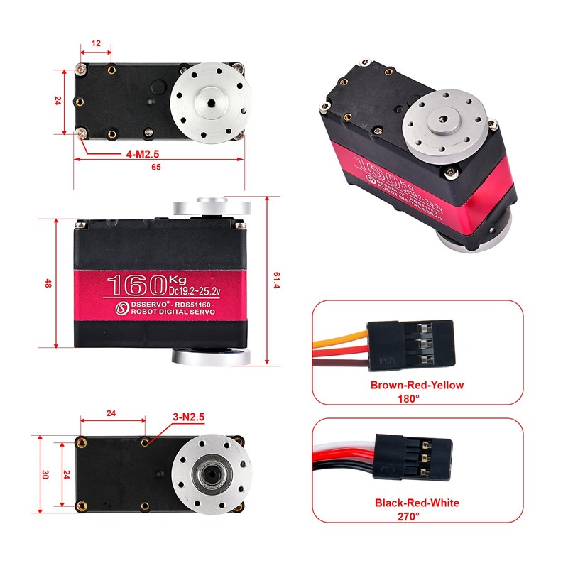 Wishiot RD51160 160KG High Torque Digital Servo Motor Dual-Shaft CNC