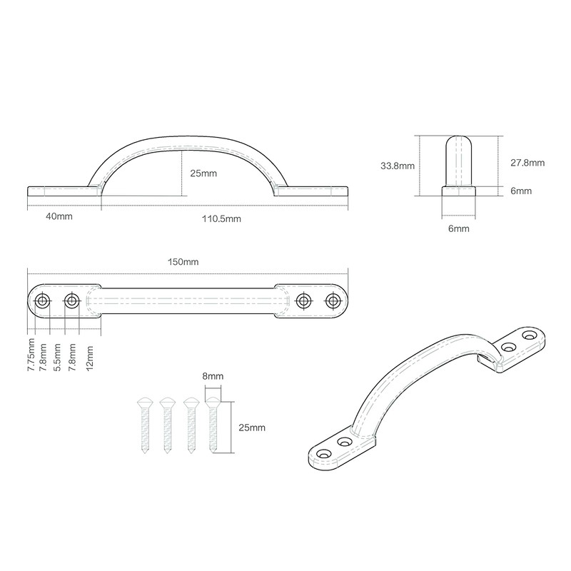 EAI Pull Handle | Black Antique Cast Iron Hot Bed