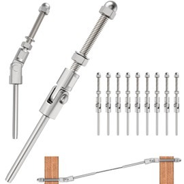 BLIKA 10 Pack 1/8" T316 Stainless Steel 180 Degree Adjustable Angle Swage Threaded Stud Tension End, Cable Railing Kit for Wood or Metal Post, Angle Cable Railing Hardware, Cable Angle Tension Kit