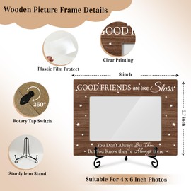 Friends Picture Frame - Good Friends Are Like Stars, Photo Frame For Friends Wood Picture Frame, Friendship Gifts For Women Men, 4x6 Picture Frame With Stand, Horizontal Picture Frame For Tabletop -26