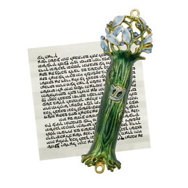 MrMrKura Mezuzah con pergamino para puerta, esmalte y aleación de zinc bendición Mezuzah para puerta, pergamino de mezuzha pintado de colores Kosher para regalos judíos/decoración judía, Navidad (oro