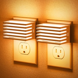 JandCase Amber Night Light, Night Lights Plug into Wall with Dusk to Dawn Sensor, Dimmable Plug in Night Light, Adjustable Brightness, [2 Pack] Amber Nightlight for Bedroom Bathroom Hallway