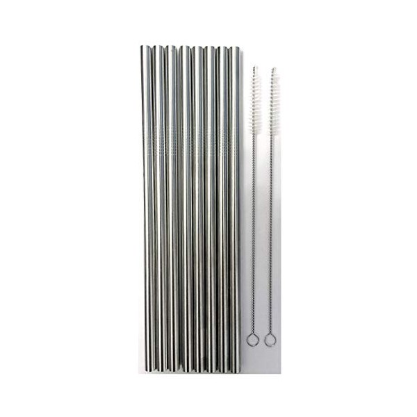 CocoStraw B00K4PP0VK 8 Large Wide Smoothie Straws/Straight Frozen Drink Straw, Stainless Steel