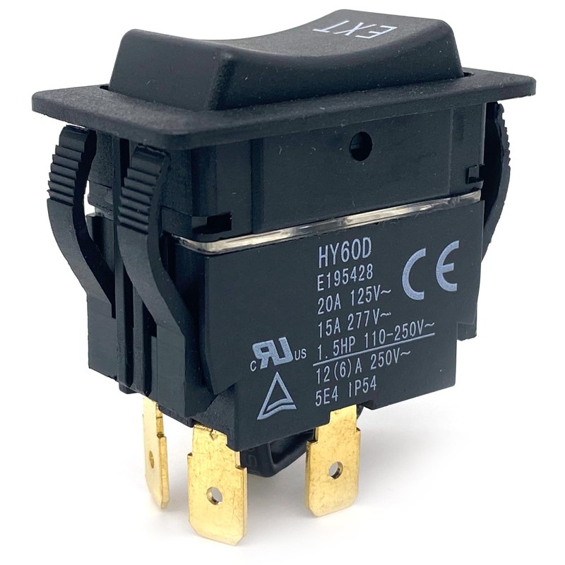 HY60D Rocker Switch RET-EXT 4-Pin 20A 125V (ON-Off-ON) - Compatible