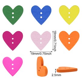 Honbay 200PCS Wooden Love Heart Buttons 2 Holes Buttons Heart Shaped Colorful Sewing Decorative Buttons for Skirts Gloves Sweaters Shirts Hats Scarves Headbands Scrapbooking and Craft Projects