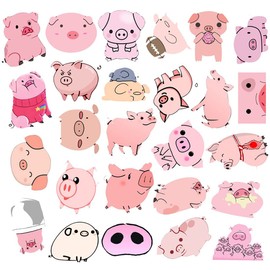 50pcs Cute Pigs Stickers Pack, Funny Cartoon Stickers for Laptop, Water Bottles, Computers, Guitar, Skateboard, Kawaii Waterproof Pink Pig Animals Stickers Decals for Tenns, Kids, Adults (Pink Pigs Stickers)