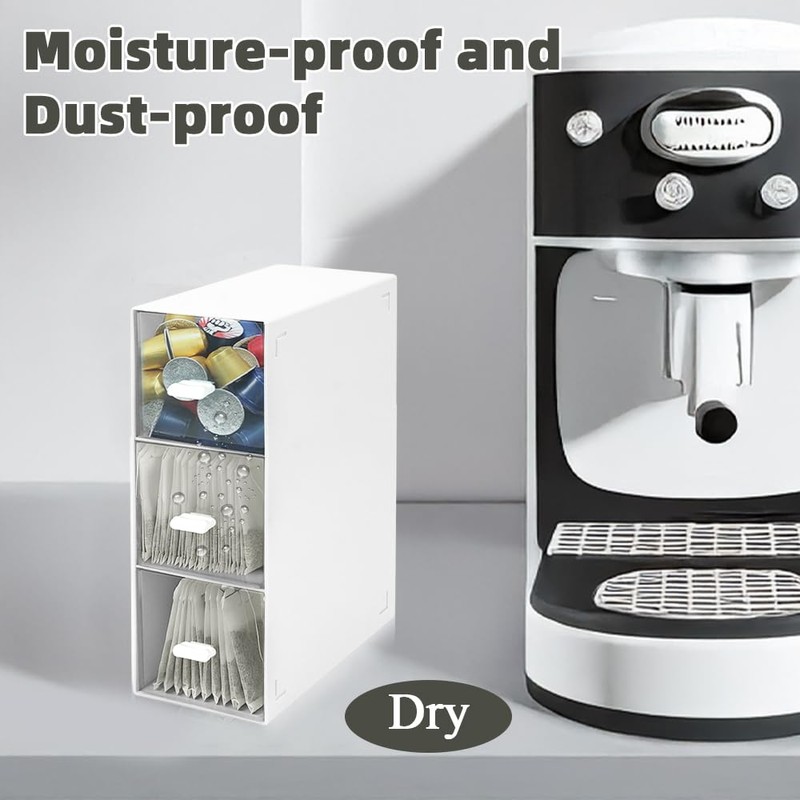 3 Tier Tea Box, Plastic Tea Bag Holder Storage Box,