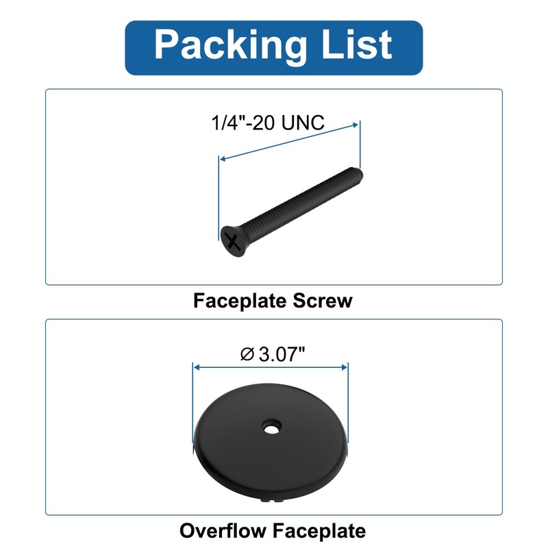 Fibetter Universal Bathtub Drain Overflow Faceplate Kit - One Hole