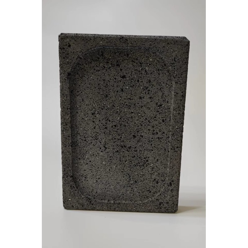 Volcanic stone cooking tile, surface groove, 8 "x 12", lava