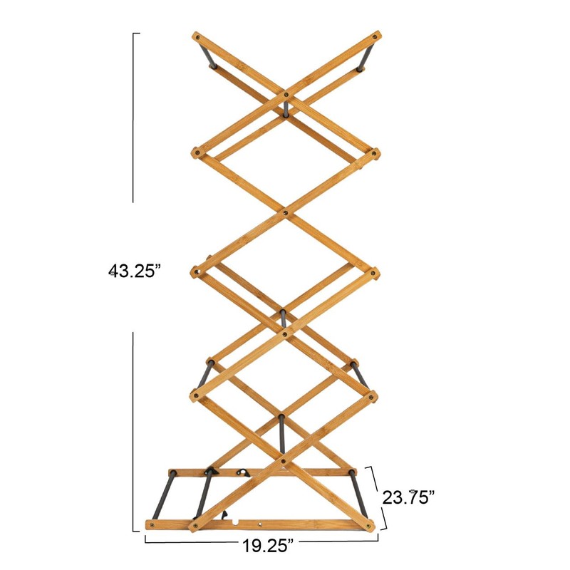 Household Essentials Bamboo Adjustable Folding Clothes Drying Rack, Upscale Laundry