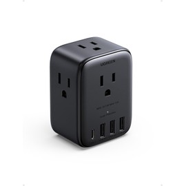 UGREEN Multi Plug Outlet Extender with 4 USB (20W USB C), 4 Socket Splitter GaN Power Strip with Surge Protection, Wall Outlet Extension Block for College Dorm Office Home Travel Essentials