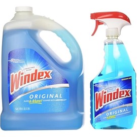 Windex Original Glass Cleaner, 1 spray bottle + 128 fl. oz. Refill - Total 160 fl. oz