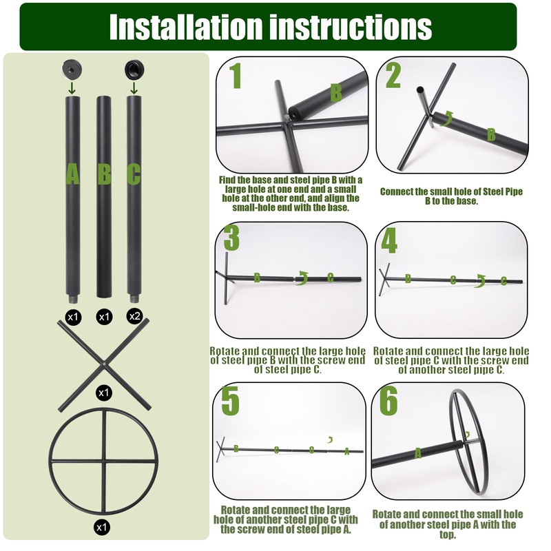 GOOOXIM 14"x14"x60" 1PCS Dragon Fruit Trellis - Durable Metal Vertical