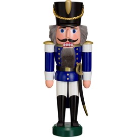 Seiffener Volkskunst German Nutcracker Hussar Blue, Height 28cm / 11 inch, Original Erzgebirge SV 11302/2