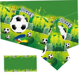 ULTECHNOVO Wear Resistant Soccer Print Table Cover Decorative Tablecloth for Birthdays Parties and Events Reusable Football Pattern Dining Cloth