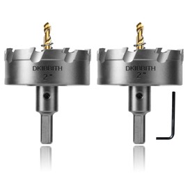 TCT Hole Saw Set, 2-Pack of 2" (50mm) Heavy Duty Tungsten Carbide Tipped Hole Cutters for Stainless Steel Mild Steel Copper Iron Brass Plastic and More, with Titanium-Plated Pilot Drill Bits
