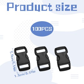 Buckle, 100 Pack 3/8 Inch Paracord Bracelet Clips, Buckles, Plastic Buckle Clips, Dual Adjustable No Sewing Clips Snaps for Straps Masks Backpack Repairing, Luggage Fastening Strap Pet Collar