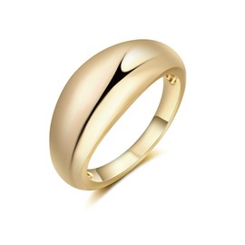 Mytys Chunky Gold Rings for Women 14K Gold Plated Dome Ring Croissant Ring Signet Ring for Women Christmas Jewelry Gift (gold 2 size 7)