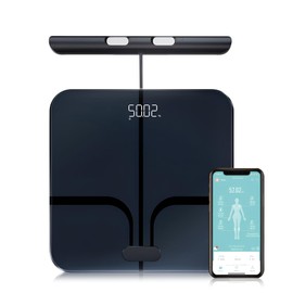 Fitdays Smart Body Fat Scale | Advanced 8-Electrode Technology for BMI/20+ Body Metrics | Full-Color LED & High Precision | Bathroom Weight Scale for Fitness/Weight Loss (FI2211WB-BLACK)