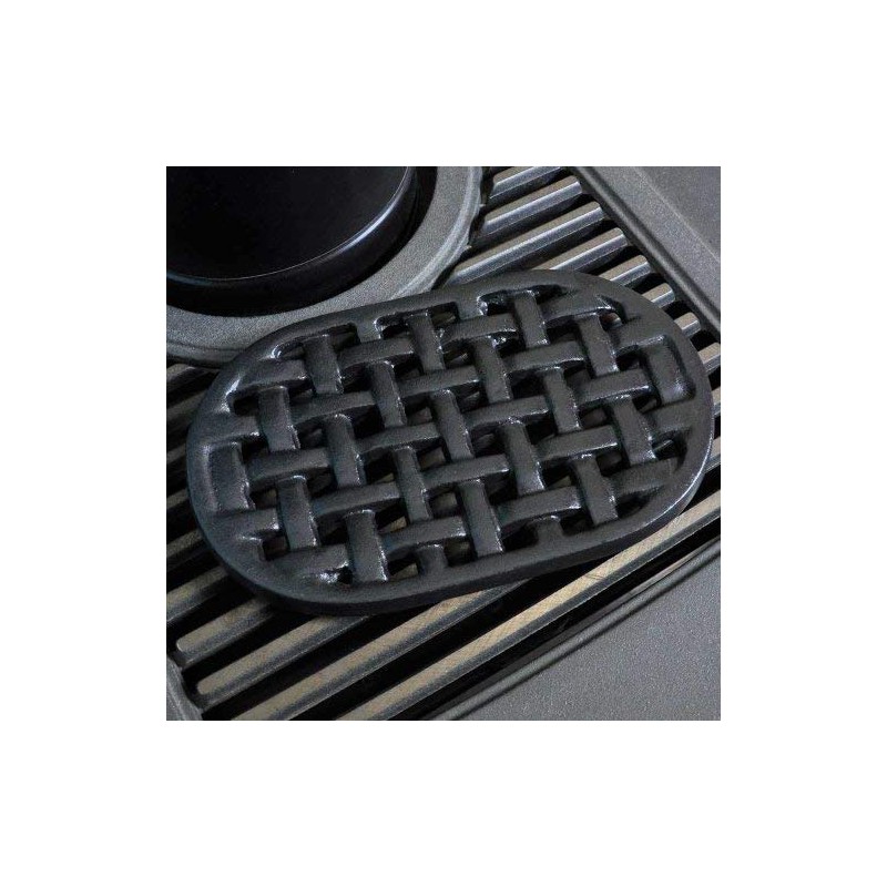 Minuteman International Cast Iron Oval Lattice Trivet,Black