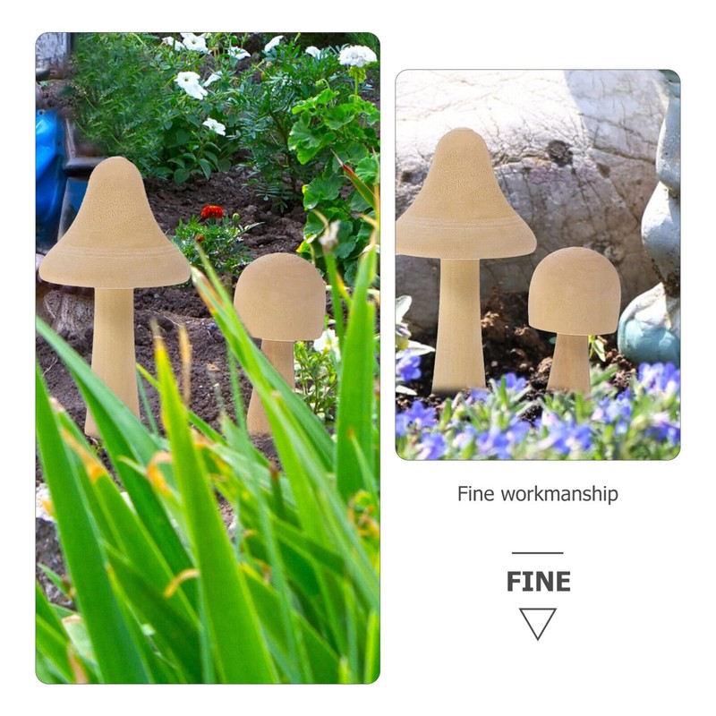 Operitacx 12pcs Unfinished Wooden Mushrooms, 6 Size Natural Wooden Mushrooms