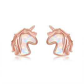 Hypoallergenic Unicorn Stud Earrings Sterling Silver Opal Unicorn Earrings for Daughter Lovely Jewelry Gifts for Daughter Birthday Party