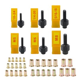 HIFESON Hand Rivet Nut Tool, Rivnut Tool - Metric & SAE with 30pcs Steel Rivet Nuts，Rivet Nut Kit with Sturdy Case Packed, Designed for Tight Space (Steel)