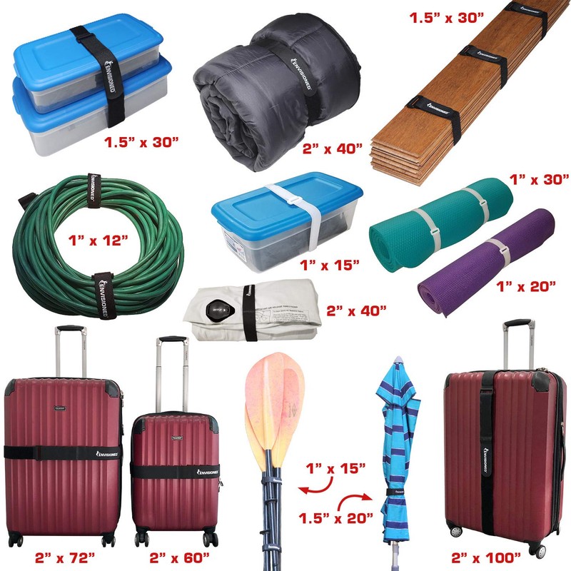 ENVISIONED Reusable Cinch Straps 3" x 60" - 4 Pack,