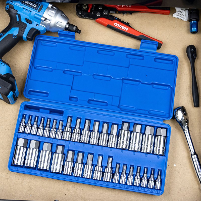 NEIKO 10388A Master Allen Hex Bit Socket Set, 33 Piece