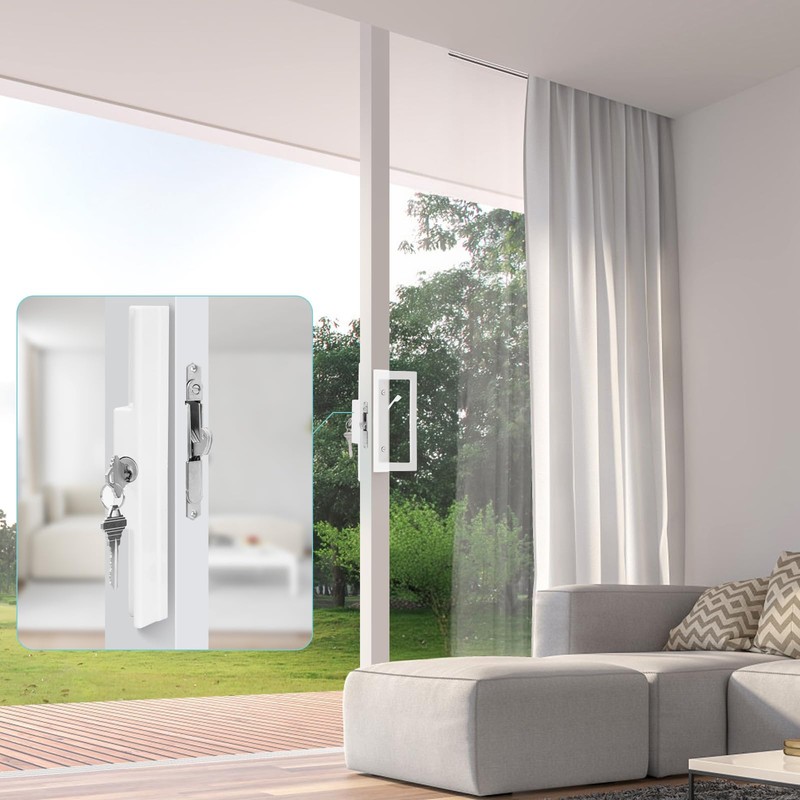 MaxxGeek Sliding Patio Door Handle Set with Key Cylinder and