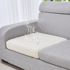 Genina Couch Cushion Covers Waterproof, Stretch Sectional Couch Covers, Sofa Cushion Cover Washable, Non Slip Magic Sofa Cover with Elastic Bottom and 2 Straps, Pet-Friendly (Single Seat Cover)