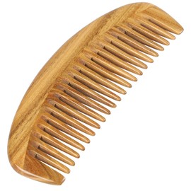 Onedor Natural Sandalwood Hair Comb Handmade 100% Natural Sandalwood Anti-Static Natural Hair Detangler Wooden Comb (Oval Comb with Fine Teeth)