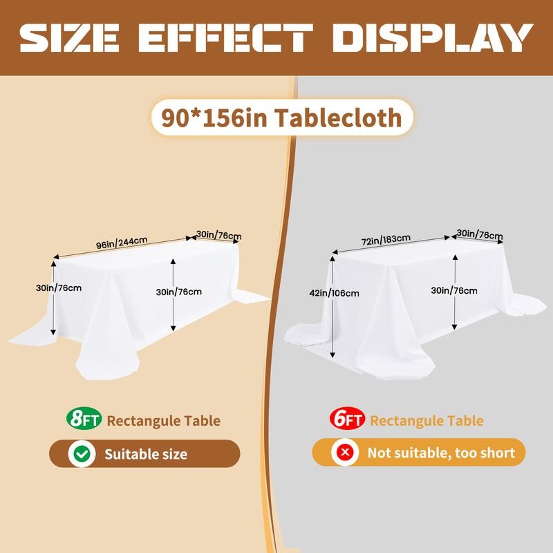 10 Pack Rectangle Tablecloth for 6ft/8ft Rectangle Tables,Polyester Tablecloth Washable
