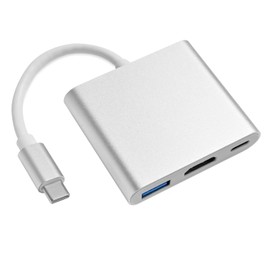 QAJOPFN USB C to HDMI Adapter, Type C to HDMI Multiport Adapter with 4K HDMI Output，3 in 1 USBC to 4K HDMI,USB3.0 and USB C Charging Port, USB-C Digital AV Multiport Adapter for TV and Projector