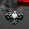 Crown Heart Opal Claddagh Rings for Women Men 18K Black