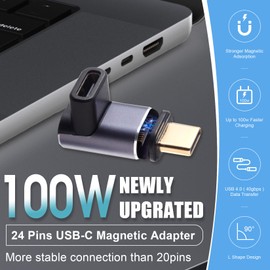 IVIVTOR USB C magnetic Adapter 2 pack,Right Angle USB4 24 Pin PD 100W 40Gb/s Quick Charge & Data Transfer and 8K Video Output, Type-C magnetic Adapter for Steam Deck, Switch, Laptop, Tablet, Phone