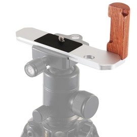 Foto4easy Wooden L-Shape Handle Grip for Nikon FM2 Camera with Quick Release Baseplate for Arca Swiss on Gimbal Tripods