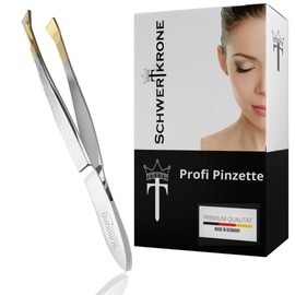 Schwertkrone Tweezers from Solingen Made in Germany Plucking Tweezers Eyebrow Tweezers Splitter Tweezers Gold-Plated (Straight Gold-Plated)