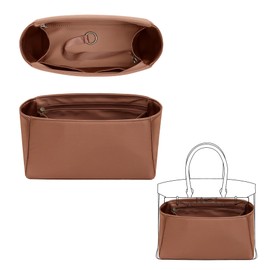 Satin Purse Organizer Insert for Hermes Birkin 30 Bag, Brown gold